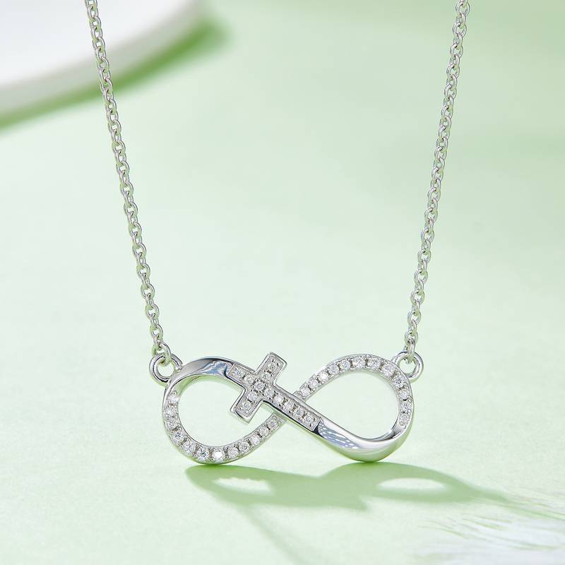 十字密镶无限的爱吊坠S925银莫桑钻厘石D级0.19CT